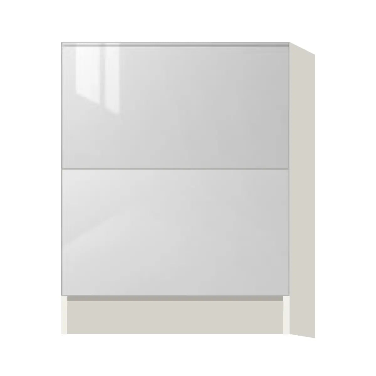 Contemporary 2-drawer base cabinet, Glossy White door, L-Box (Luxury)
