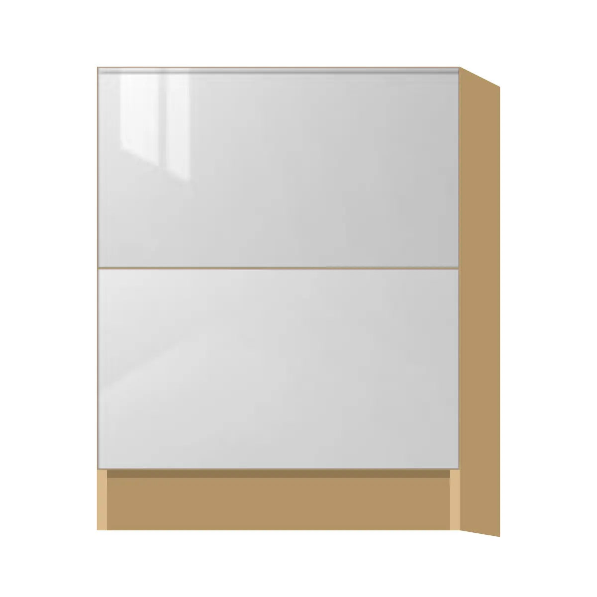 Contemporary 2-drawer base cabinet, Glossy White door, P-Box (Prestige)