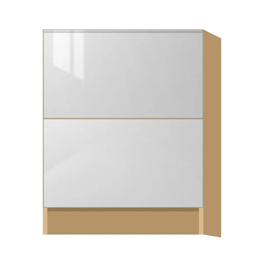 Contemporary 2-drawer base cabinet, Glossy White door, P-Box (Prestige)