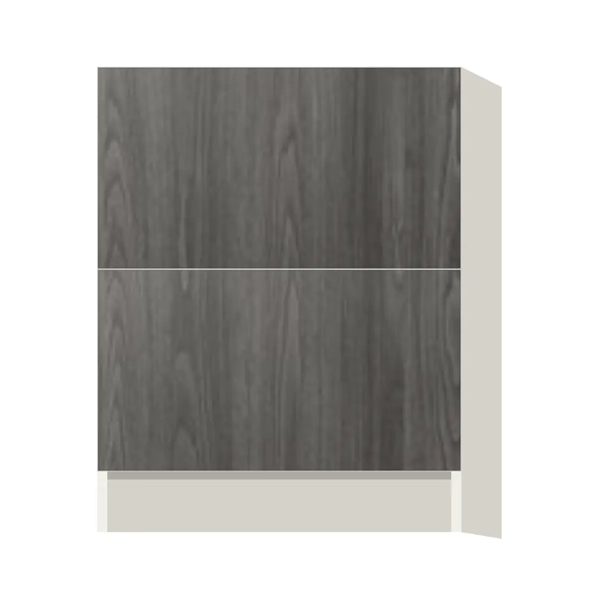Contemporary 2-drawer base cabinet, Indian Light Walnut door, L-Box (Luxury)
