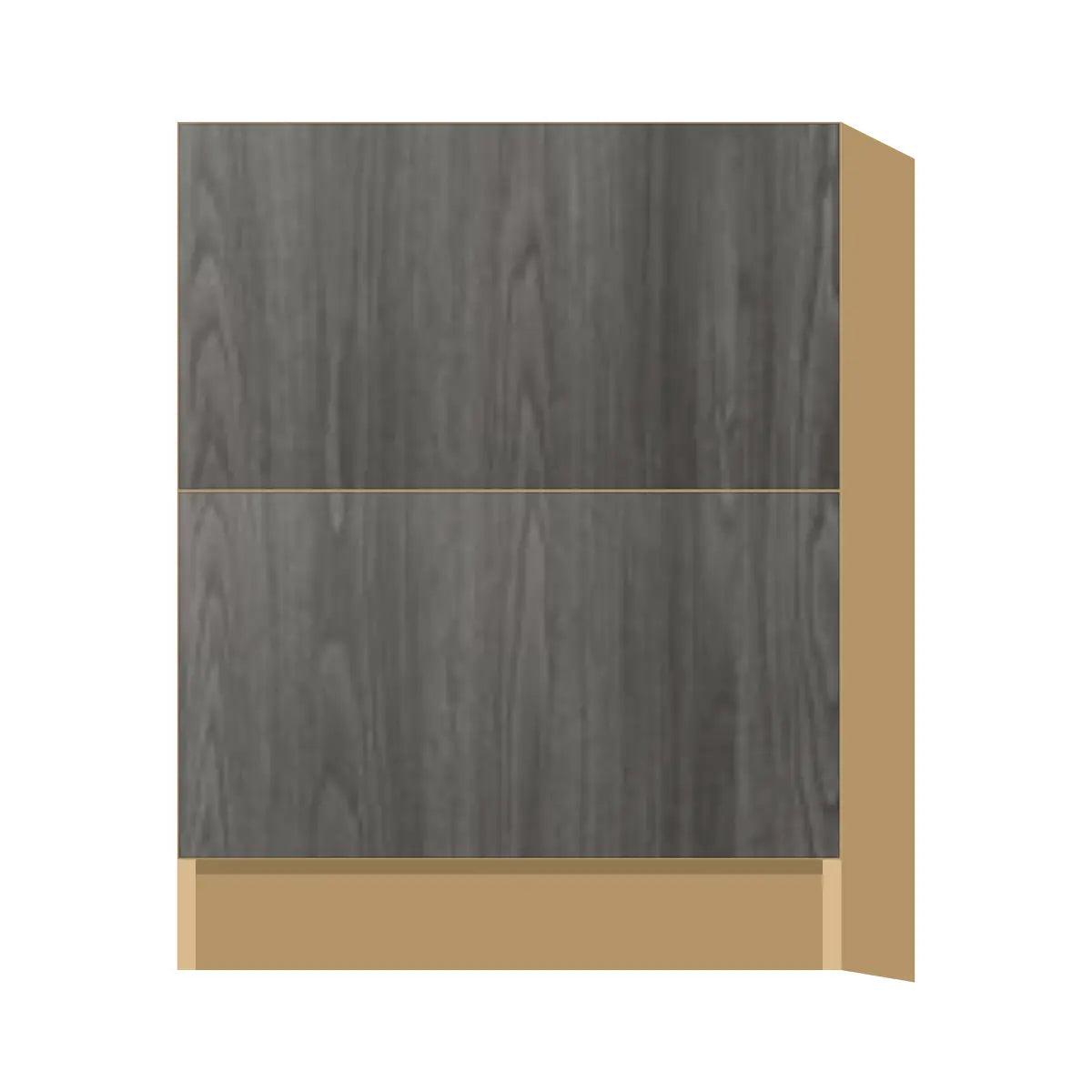 Contemporary 2-drawer base cabinet, Indian Light Walnut door, P-Box (Prestige)