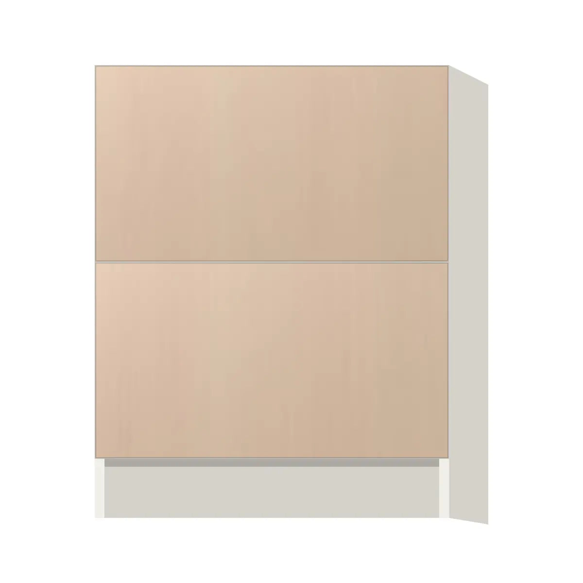 Contemporary 2-drawer base cabinet, Maine Oak door, L-Box (Luxury)