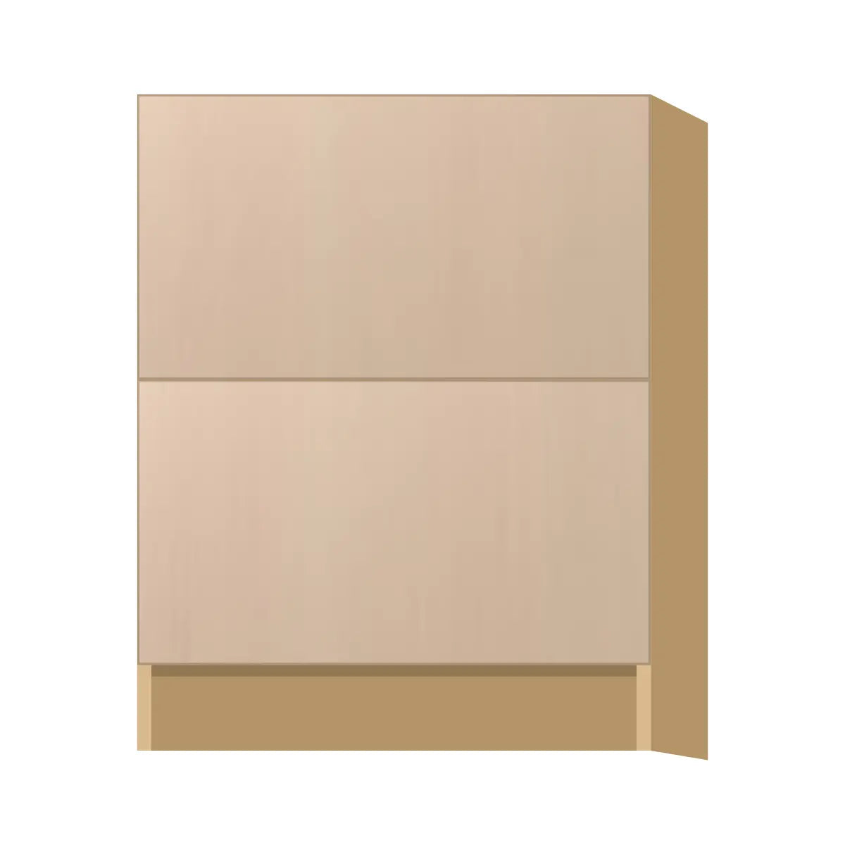 Contemporary 2-drawer base cabinet, Maine Oak door, P-Box (Prestige)