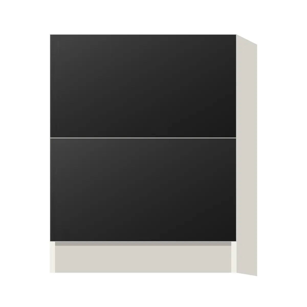 Contemporary 2-drawer base cabinet, Matte Black door, L-Box (Luxury)