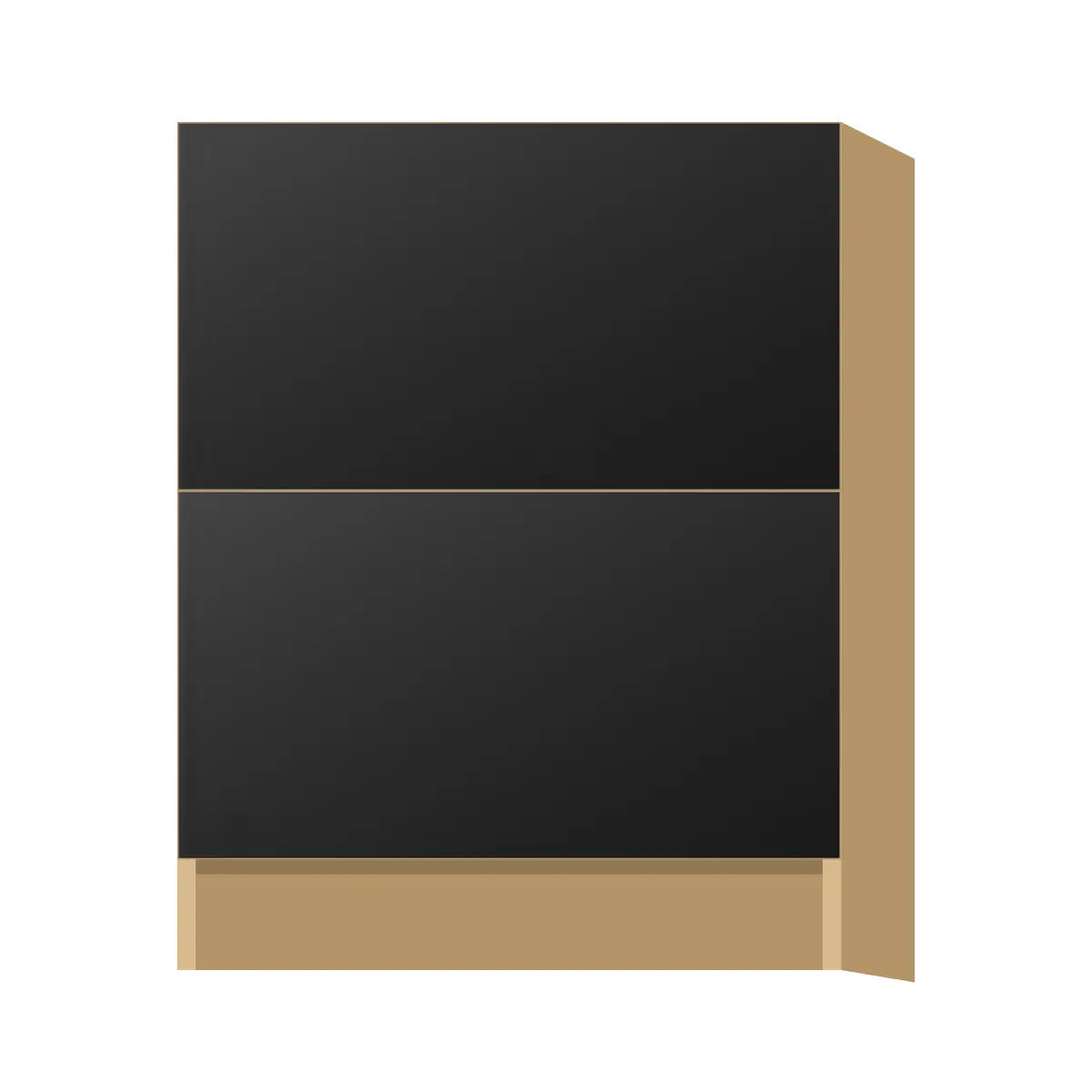 Contemporary 2-drawer base cabinet, Matte Black door, P-Box (Prestige)