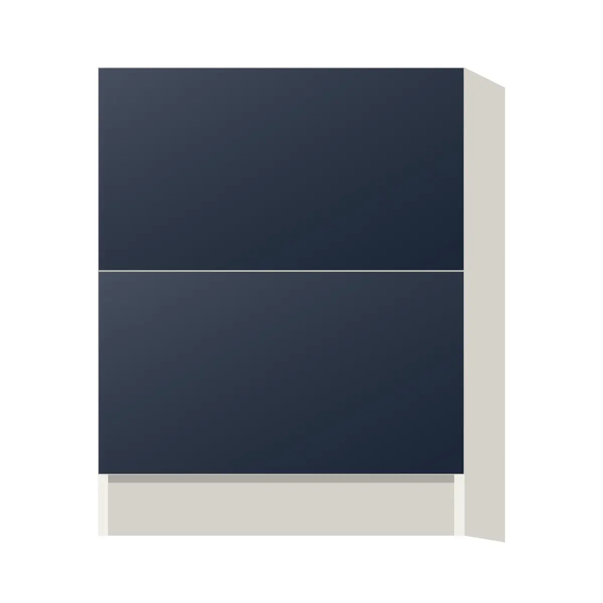 Contemporary 2-drawer base cabinet, Matte Blue door, L-Box (Luxury)