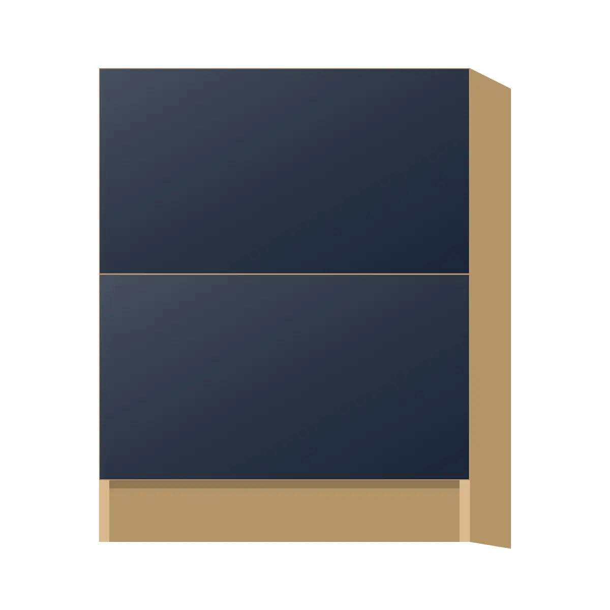 Contemporary 2-drawer base cabinet, Matte Blue door, P-Box (Prestige)