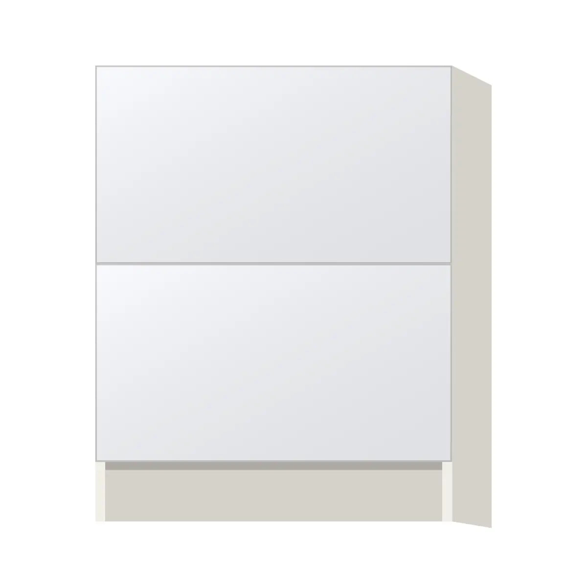 Contemporary 2-drawer base cabinet, Matte White door, L-Box (Luxury)