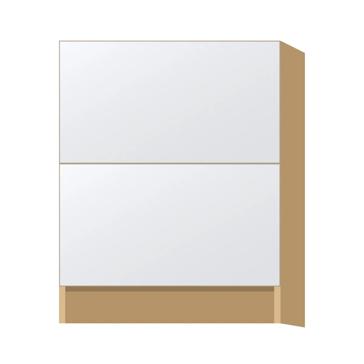 Contemporary 2-drawer base cabinet, Matte White door, P-Box (Prestige)