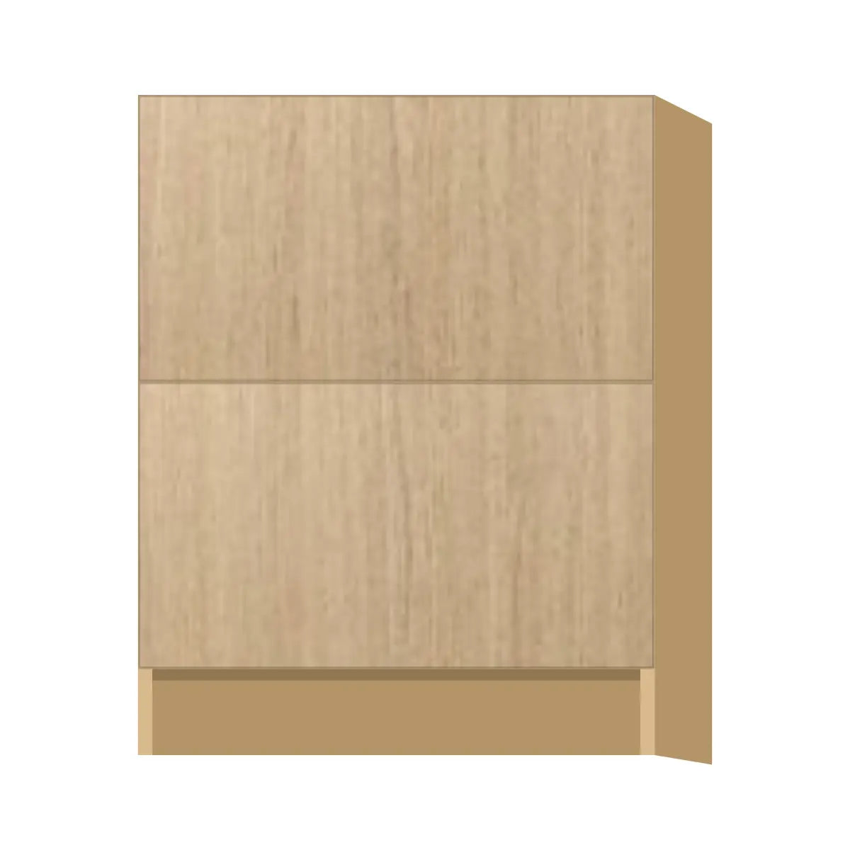 Contemporary 2-drawer base cabinet, Modern Oak door, P-Box (Prestige)