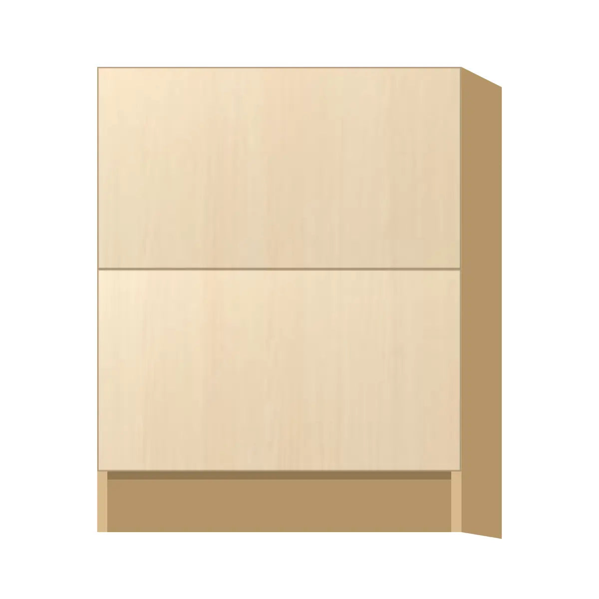 Contemporary 2-drawer base cabinet, Riva Oak door, P-Box (Prestige)