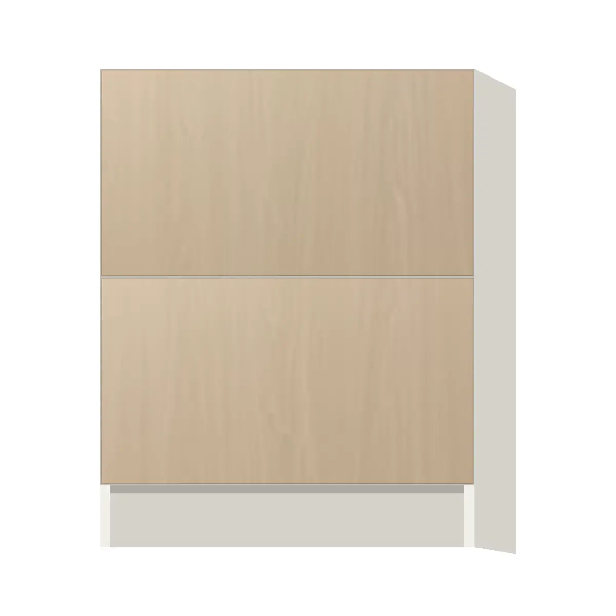 Contemporary 2-drawer base cabinet, Swiss Walnut door, L-Box (Luxury)