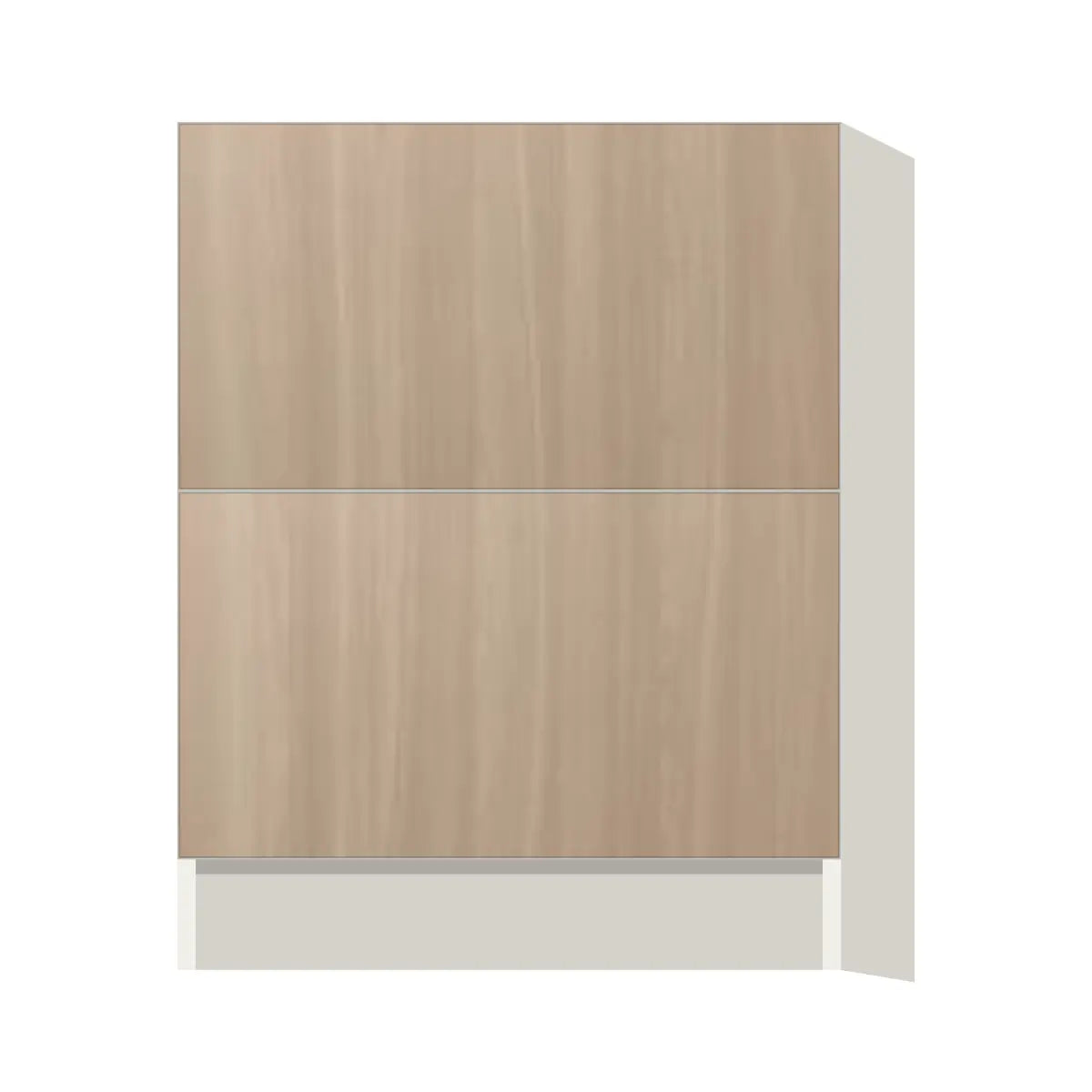 Contemporary 2-drawer base cabinet, Vanilla Oak door, L-Box (Luxury)
