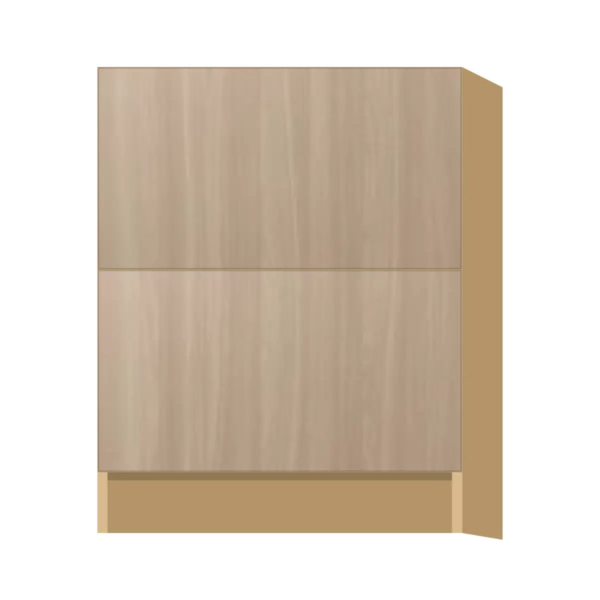 Contemporary 2-drawer base cabinet, Vanilla Oak door, P-Box (Prestige)