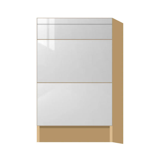 Contemporary 3-drawer base cabinet, Glossy White door, P-Box (Prestige)