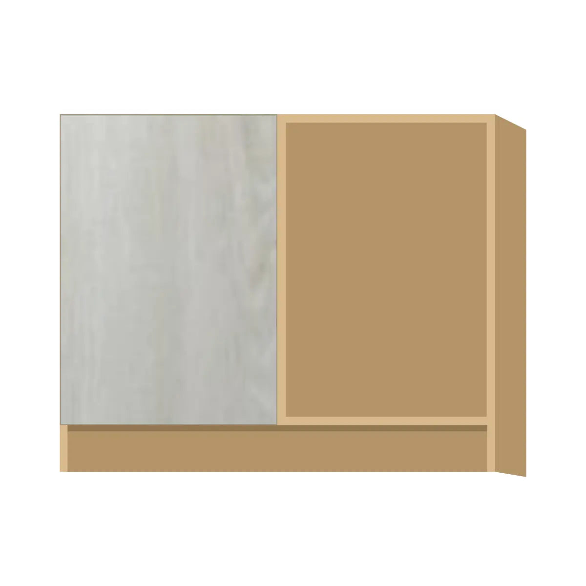 Contemporary blind corner base cabinet, Artisan White Oak door, P-Box (Prestige)