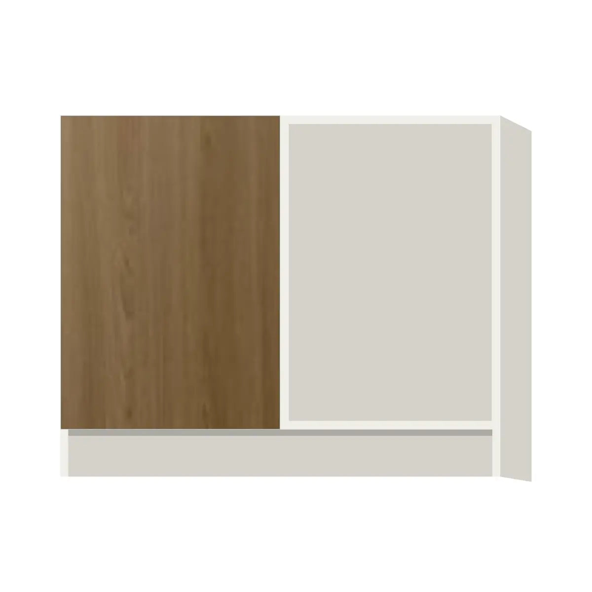 Contemporary blind corner base cabinet, Barcelona Dark Oak door, L-Box (Luxury)