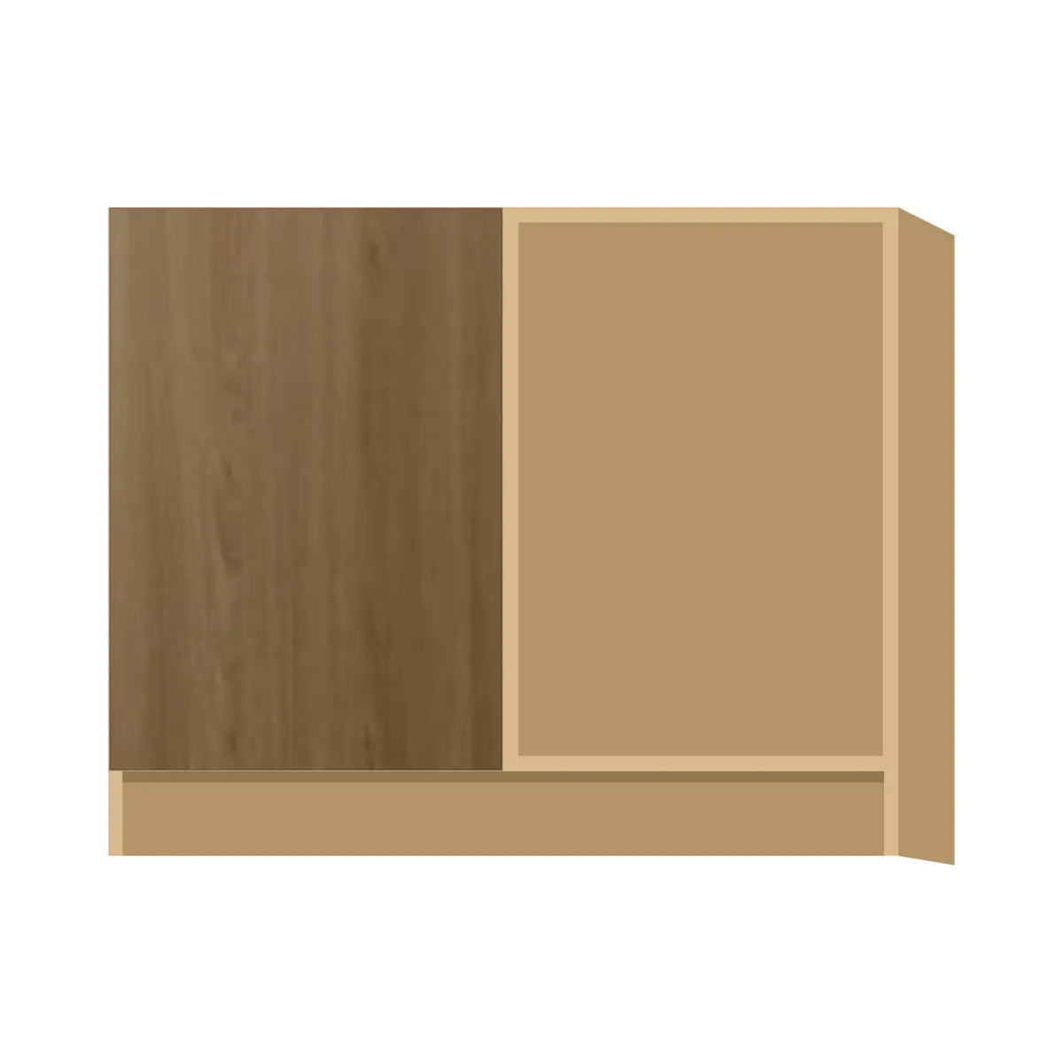 Contemporary blind corner base cabinet, Barcelona Dark Oak door, P-Box (Prestige)