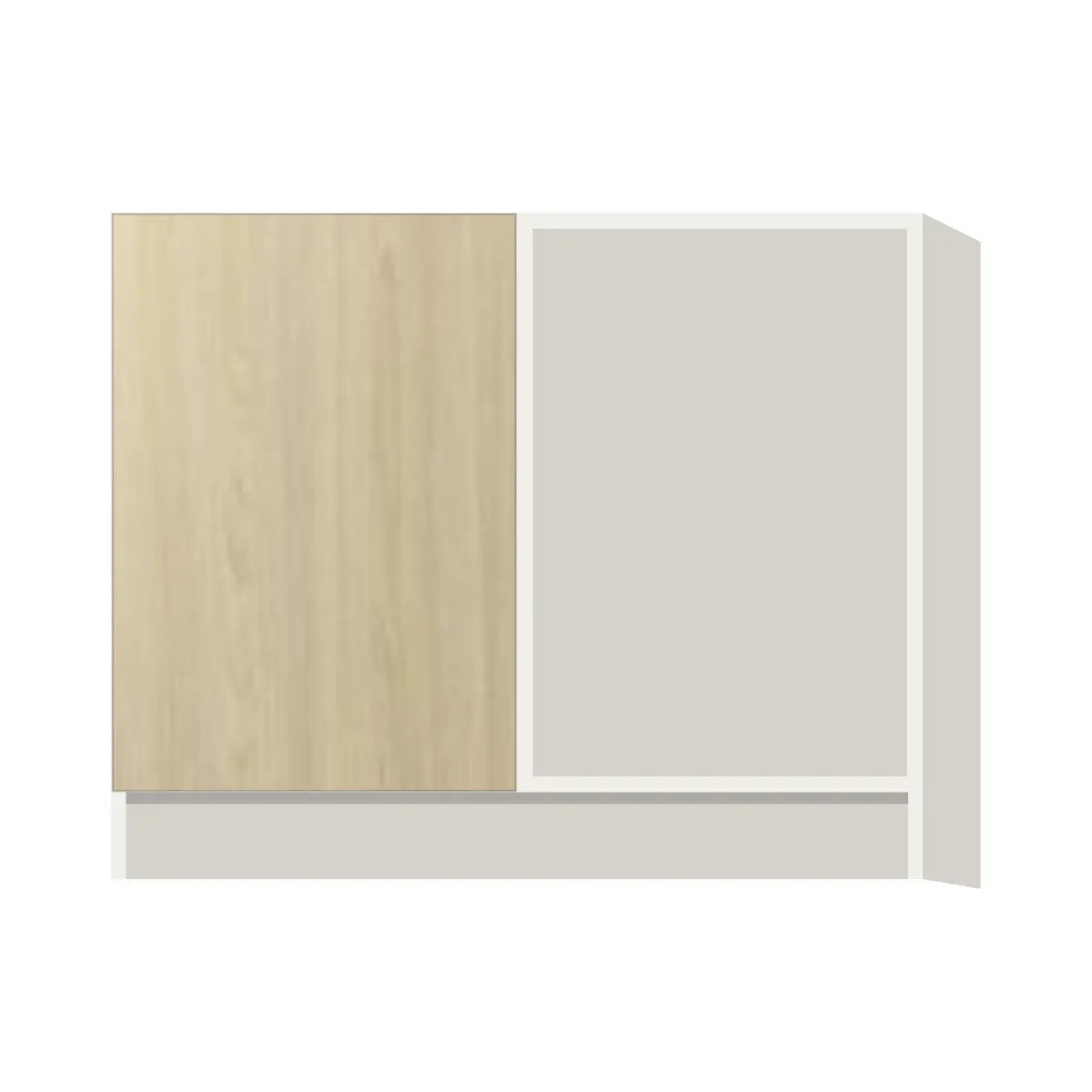 Contemporary blind corner base cabinet, Barcelona Light Oak door, L-Box (Luxury)