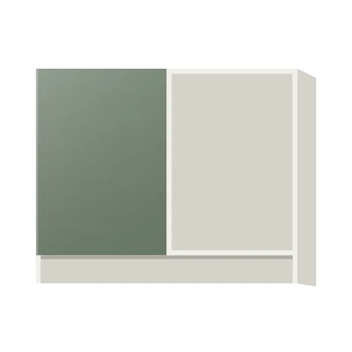 Contemporary blind corner base cabinet, Bean Paste Green door, L-Box (Luxury)