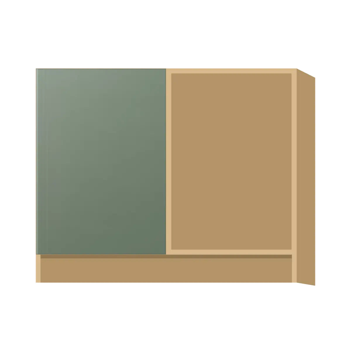 Contemporary blind corner base cabinet, Bean Paste Green door, P-Box (Prestige)