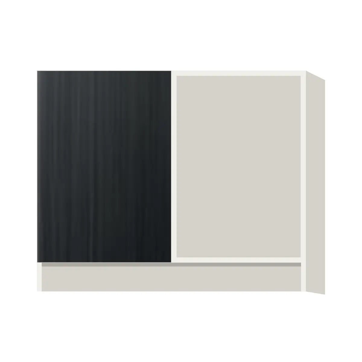 Contemporary blind corner base cabinet, Black Grain door, L-Box (Luxury)