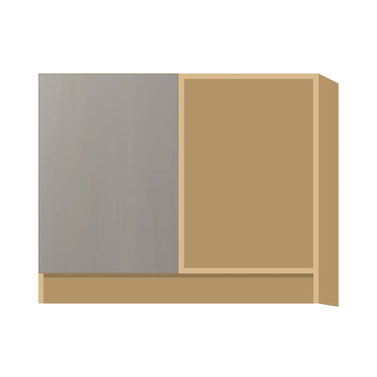 Contemporary blind corner base cabinet, Fog Oak door, P-Box (Prestige)
