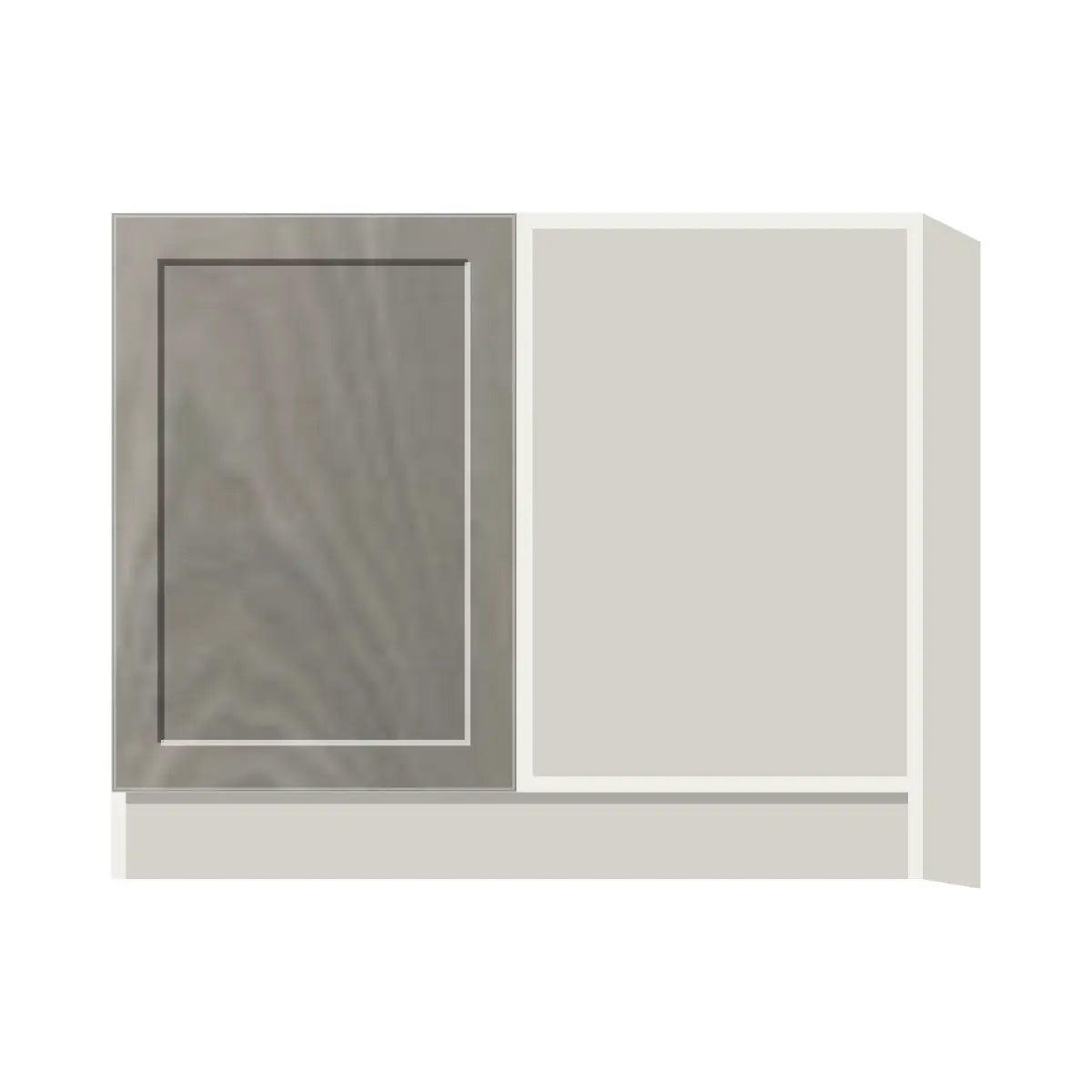Contemporary blind corner base cabinet, Genesis Weathered Oak door, L-Box (Luxury)