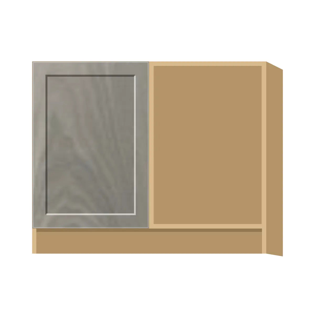 Contemporary blind corner base cabinet, Genesis Weathered Oak door, P-Box (Prestige)