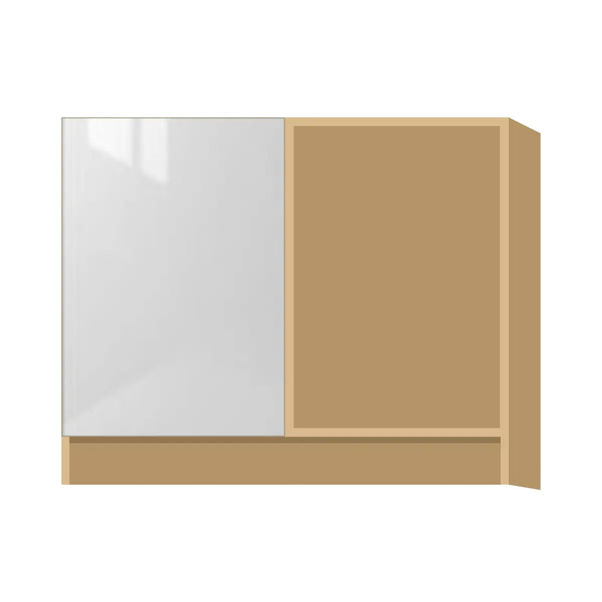 Contemporary blind corner base cabinet, Glossy White door, P-Box (Prestige)