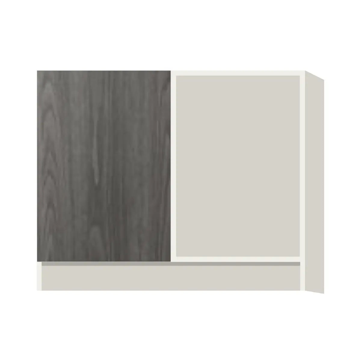 Contemporary blind corner base cabinet, Indian Light Walnut door, L-Box (Luxury)