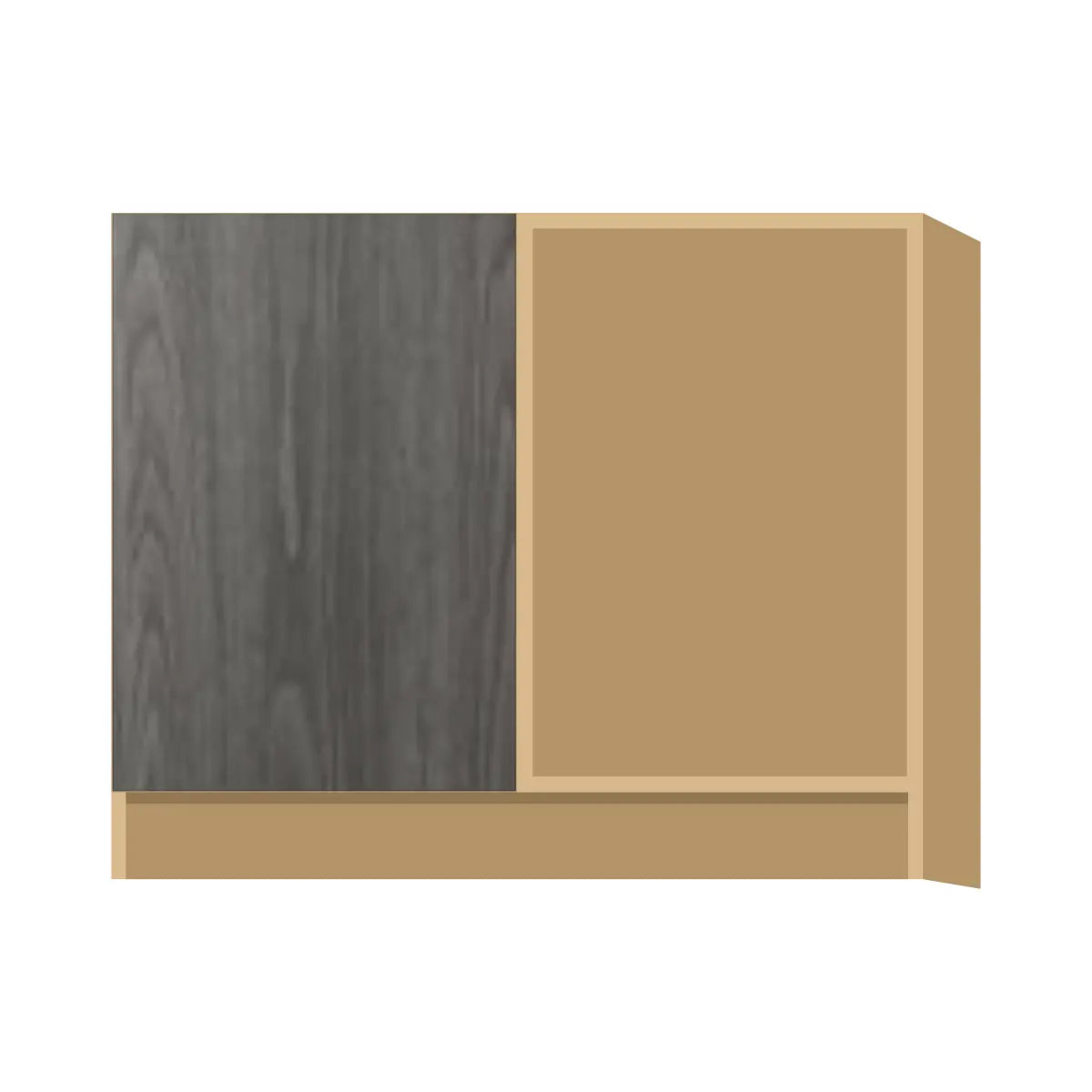 Contemporary blind corner base cabinet, Indian Light Walnut door, P-Box (Prestige)