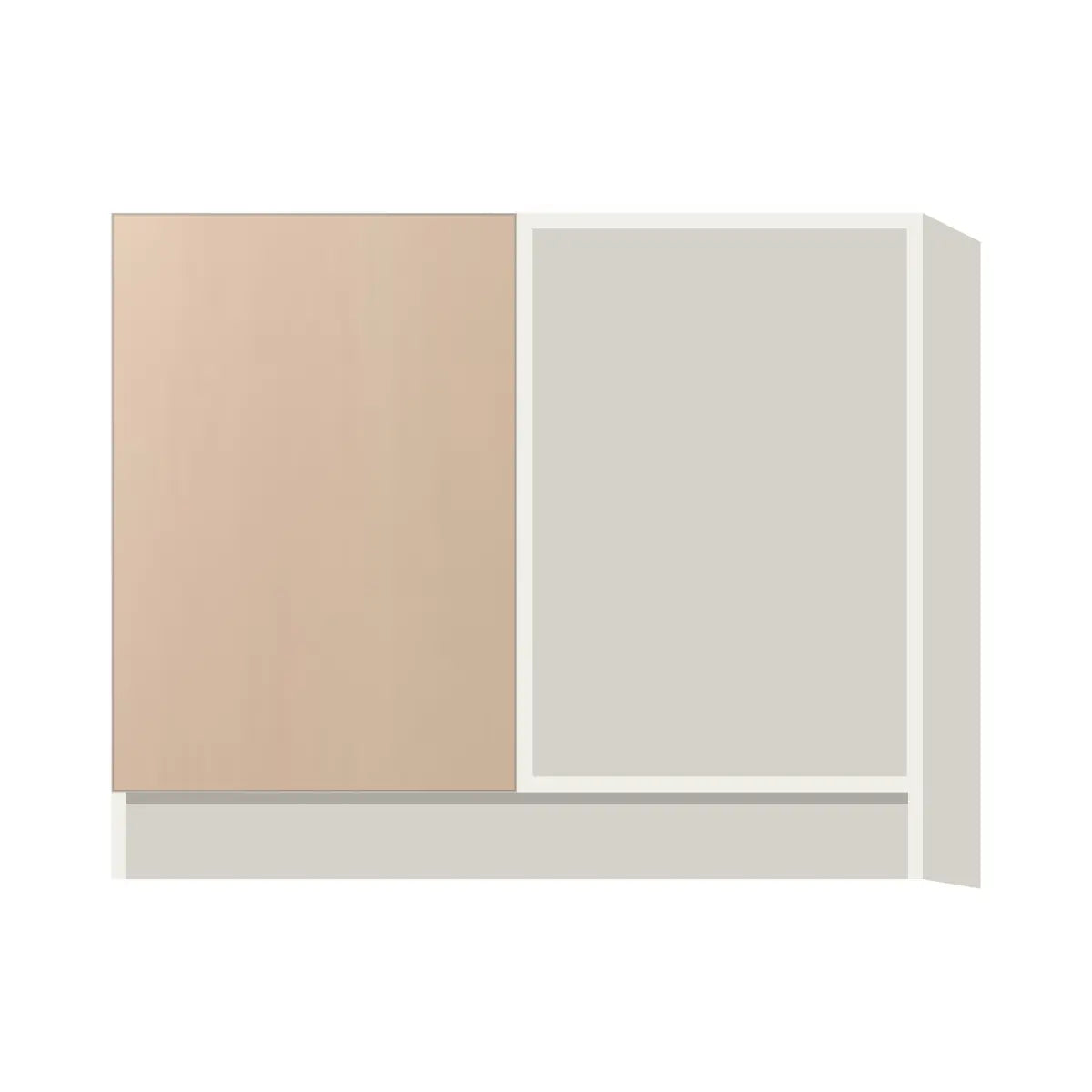 Contemporary blind corner base cabinet, Maine Oak door, L-Box (Luxury)