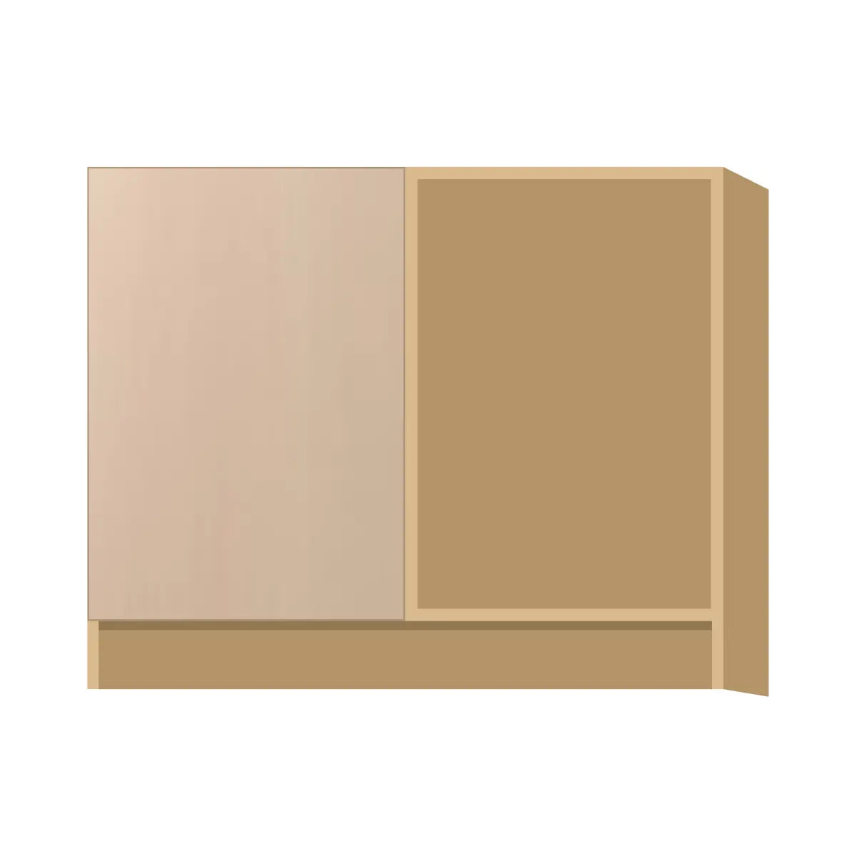 Contemporary blind corner base cabinet, Maine Oak door, P-Box (Prestige)