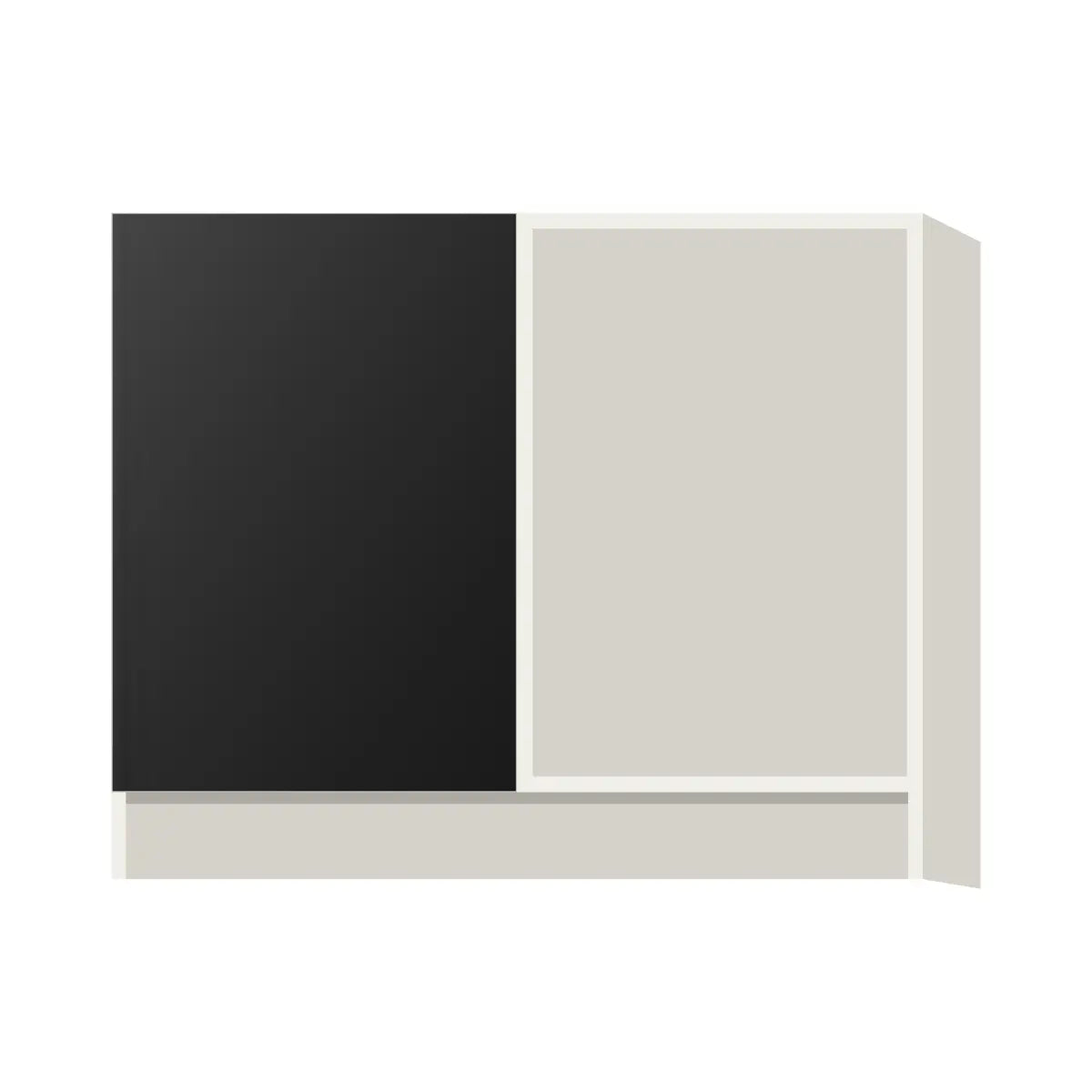 Contemporary blind corner base cabinet, Matte Black door, L-Box (Luxury)