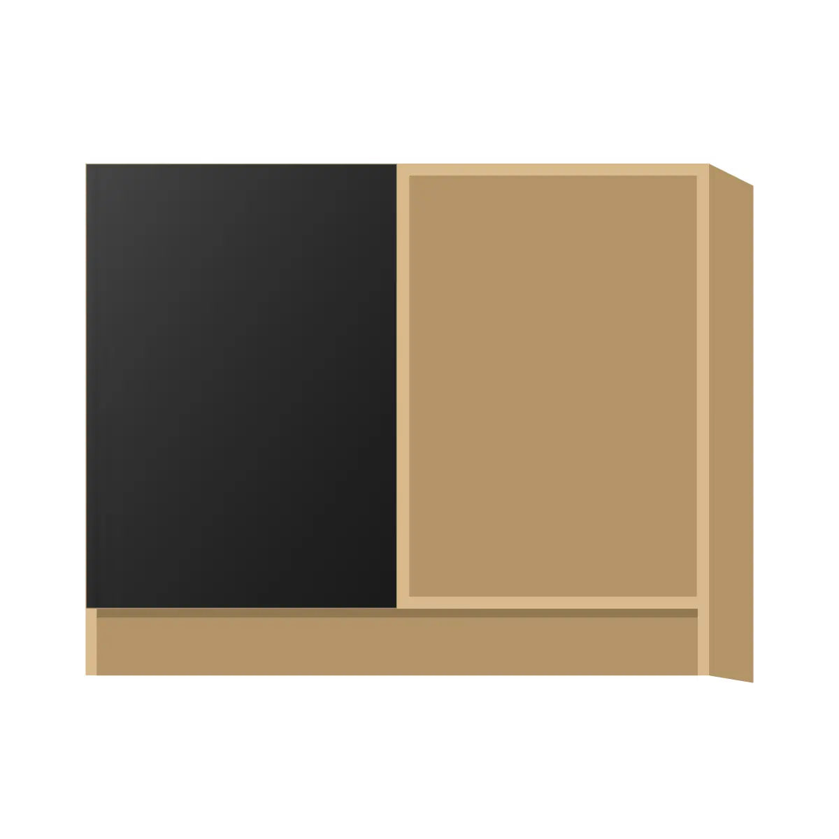 Contemporary blind corner base cabinet, Matte Black door, P-Box (Prestige)