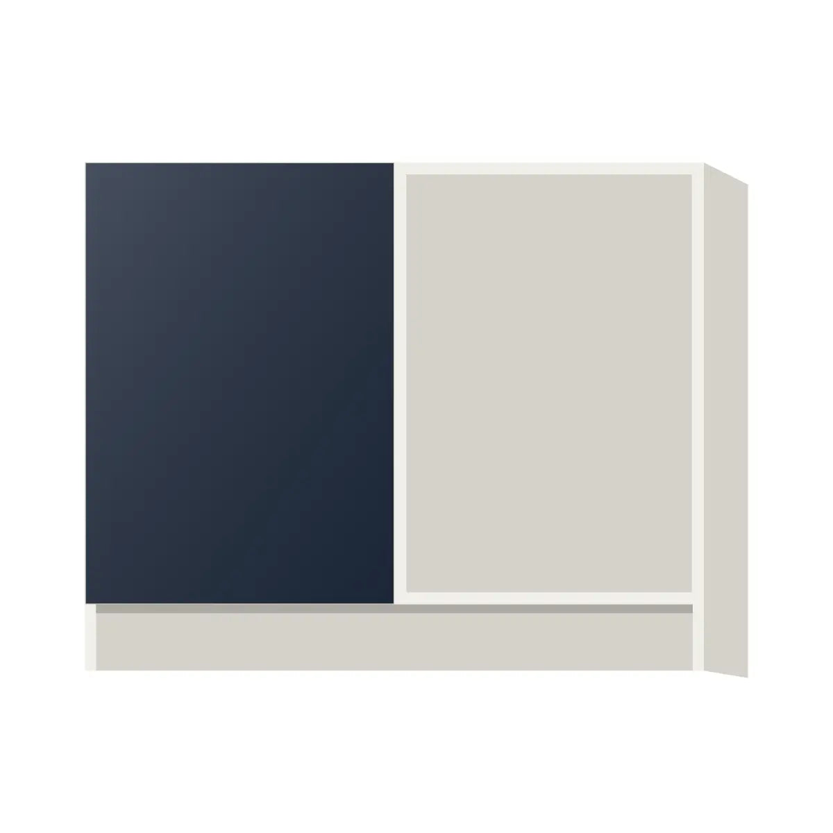 Contemporary blind corner base cabinet, Matte Blue door, L-Box (Luxury)