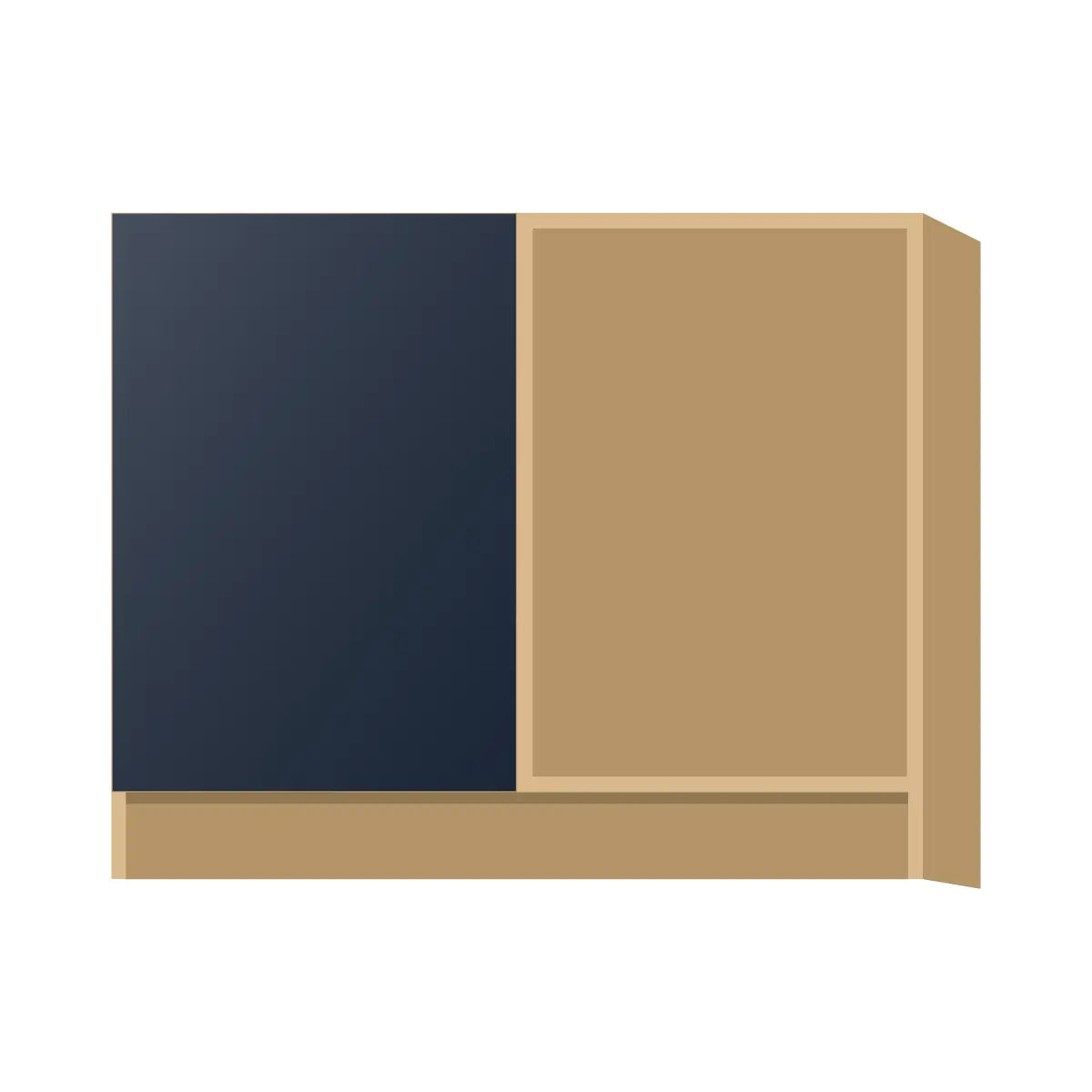 Contemporary blind corner base cabinet, Matte Blue door, P-Box (Prestige)