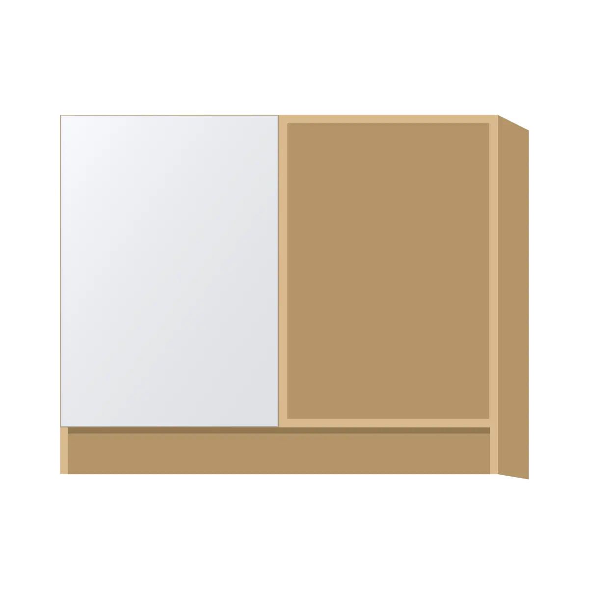 Contemporary blind corner base cabinet, Matte White door, P-Box (Prestige)
