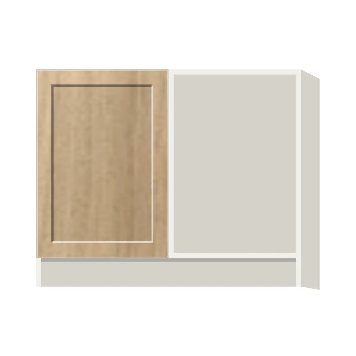 Contemporary blind corner base cabinet, Modern Oak Shaker door, L-Box (Luxury)