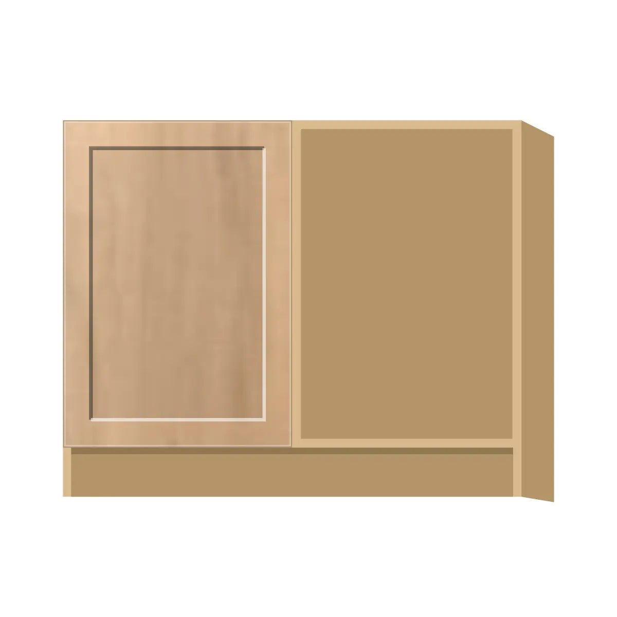Contemporary blind corner base cabinet, Natural Wood Shaker door, P-Box (Prestige)
