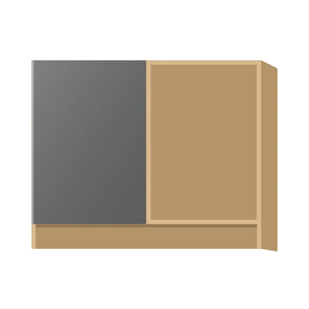 Contemporary blind corner base cabinet, Prime Matte Grey door, P-Box (Prestige)