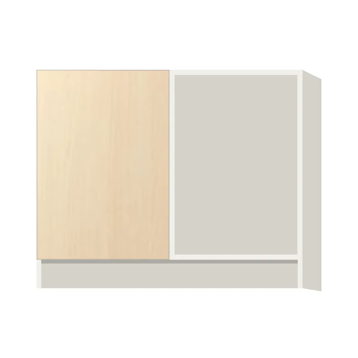 Contemporary blind corner base cabinet, Riva Oak door, L-Box (Luxury)