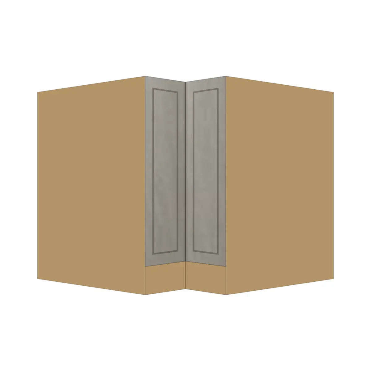Contemporary lazy susan corner base cabinet, Genesis Weathered Oak door, P-Box (Prestige)