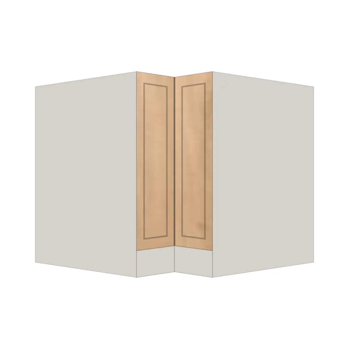 Contemporary lazy susan corner base cabinet, Natural Wood Shaker door, L-Box (Luxury)