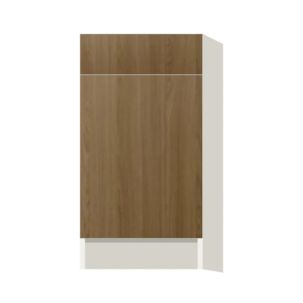 Contemporary trash pull-out base (2 cans) cabinet, Barcelona Dark Oak door, L-Box (Luxury)
