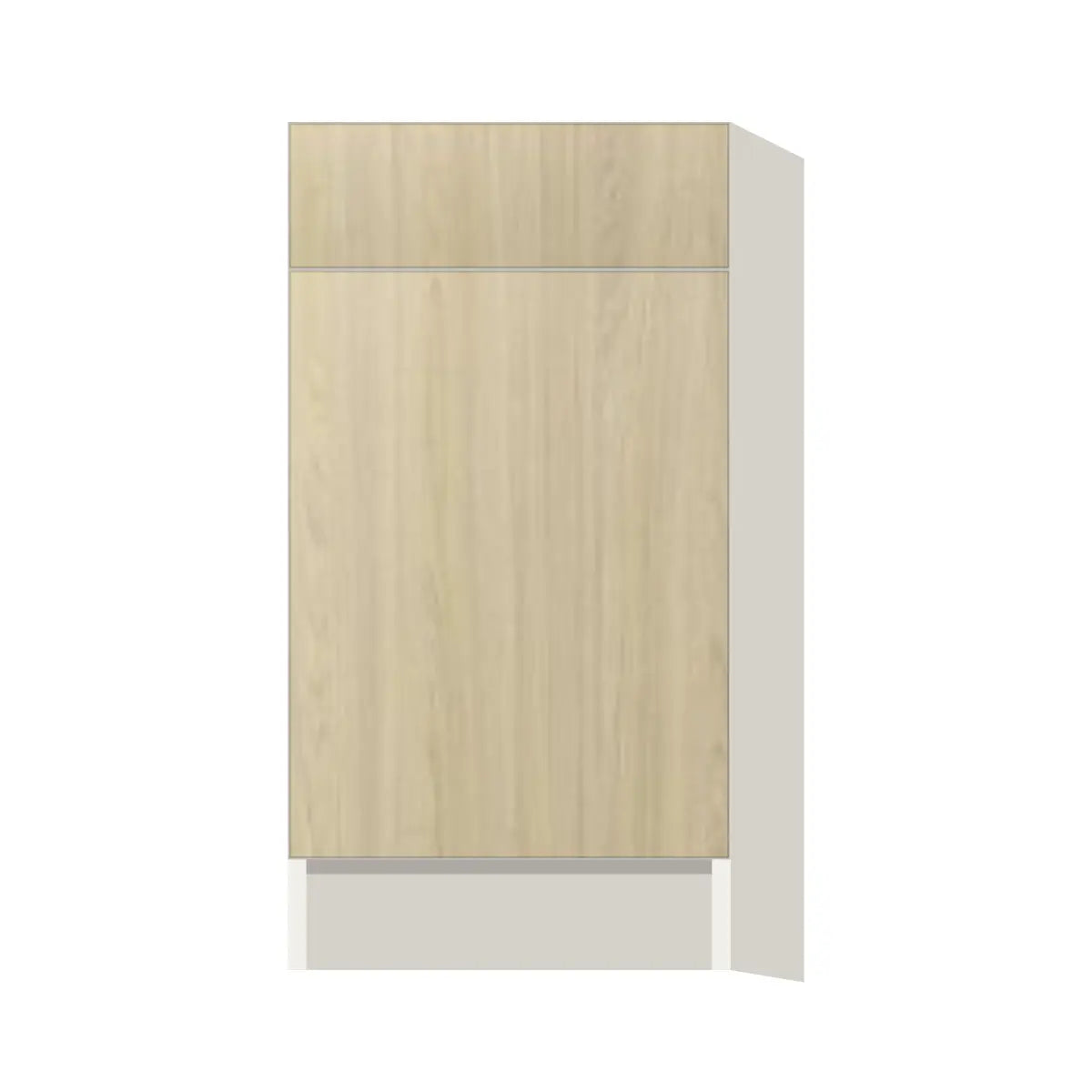 Contemporary trash pull-out base (2 cans) cabinet, Barcelona Light Oak door, L-Box (Luxury)