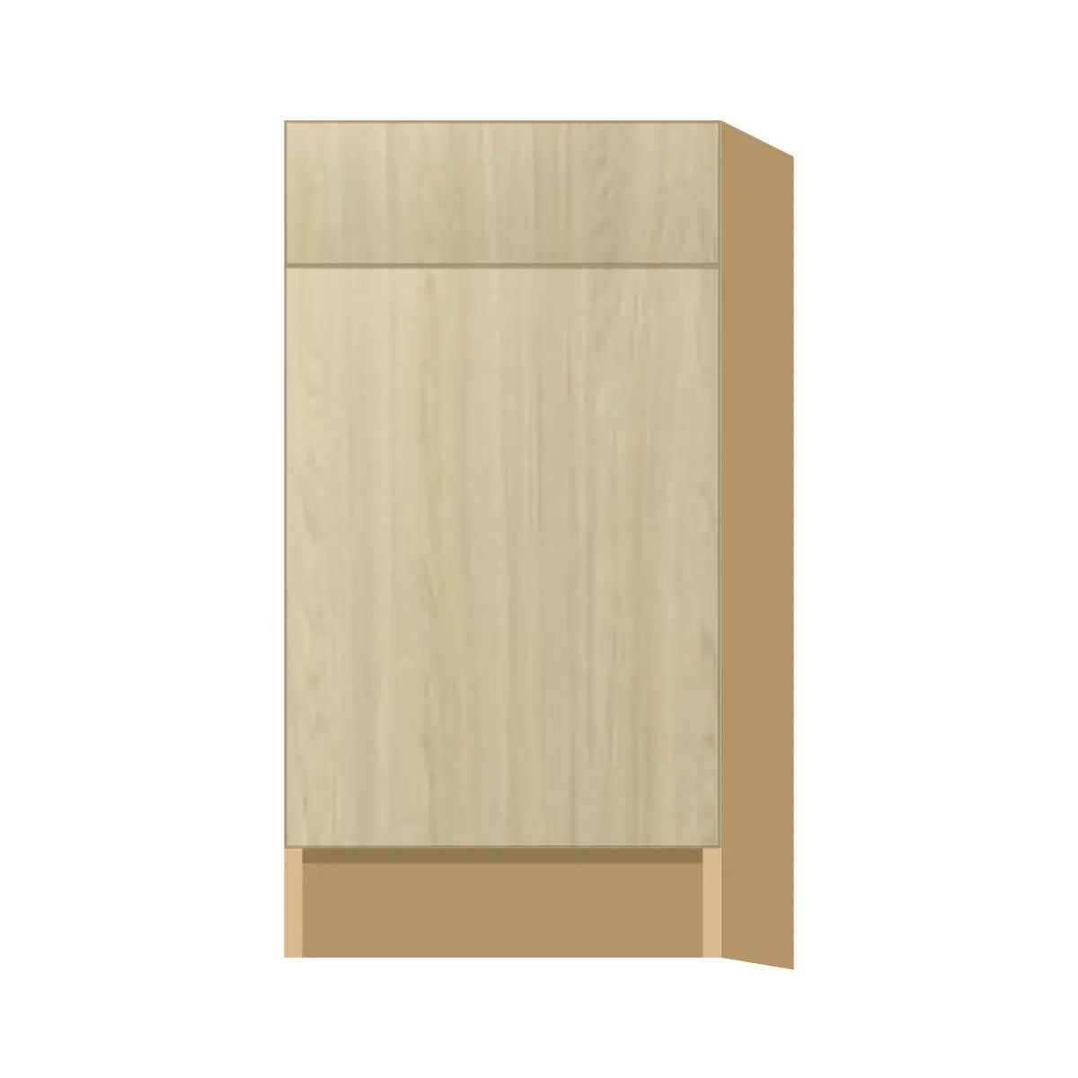 Contemporary trash pull-out base (2 cans) cabinet, Barcelona Light Oak door, P-Box (Prestige)