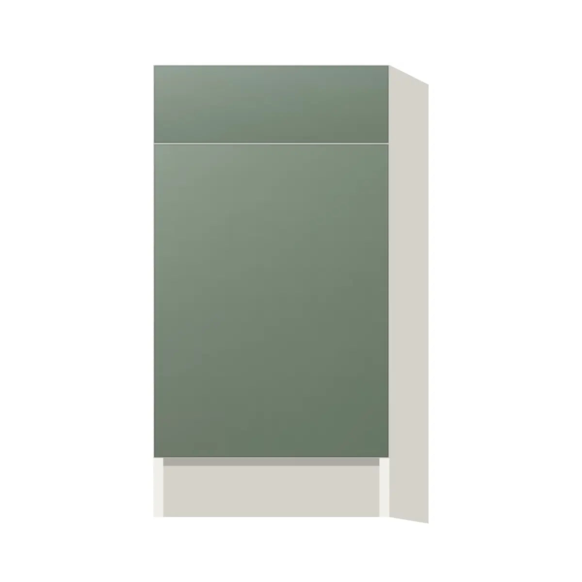 Contemporary trash pull-out base (2 cans) cabinet, Bean Paste Green door, L-Box (Luxury)