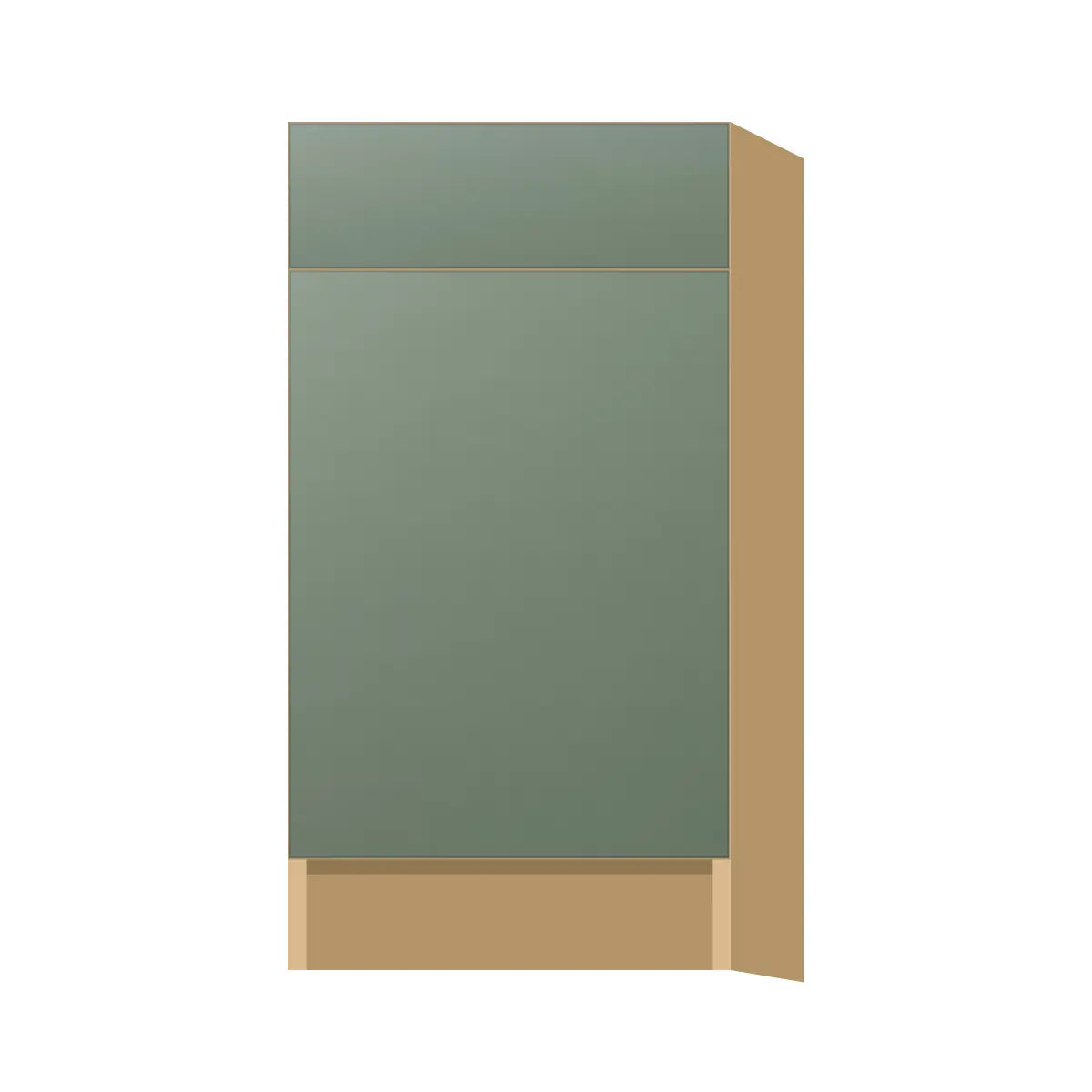 Contemporary trash pull-out base (2 cans) cabinet, Bean Paste Green door, P-Box (Prestige)